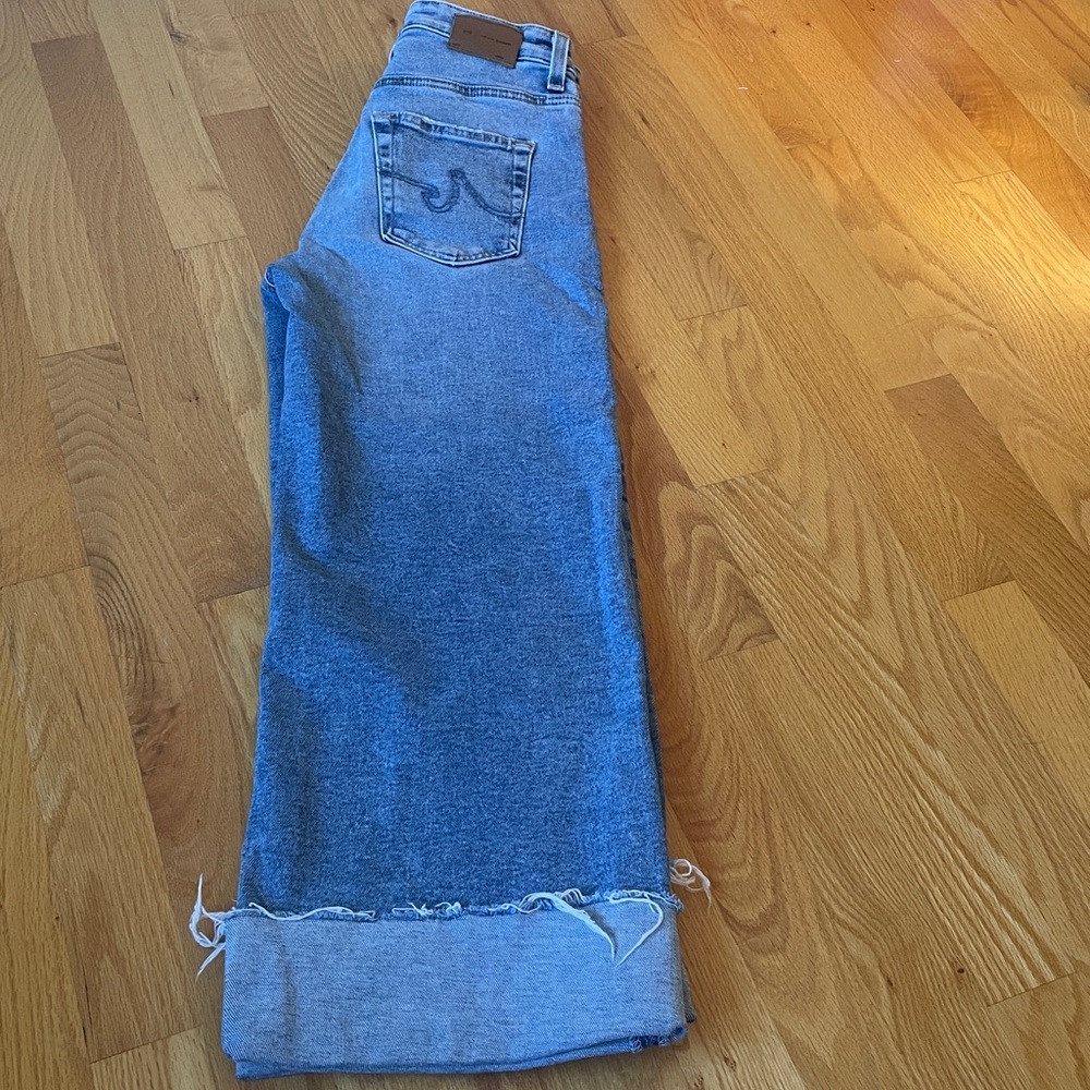 AG SAIGE WIde Leg Crop Blue High Rise Flare Jeans - Picture 15 of 15